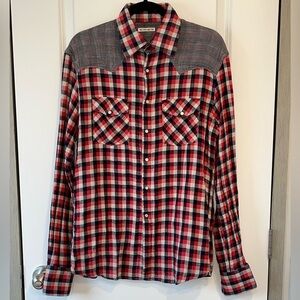 Michael Bastian Men's Western Core Shirt. Sz 16/41 Plaid Cotton Gauze Italy